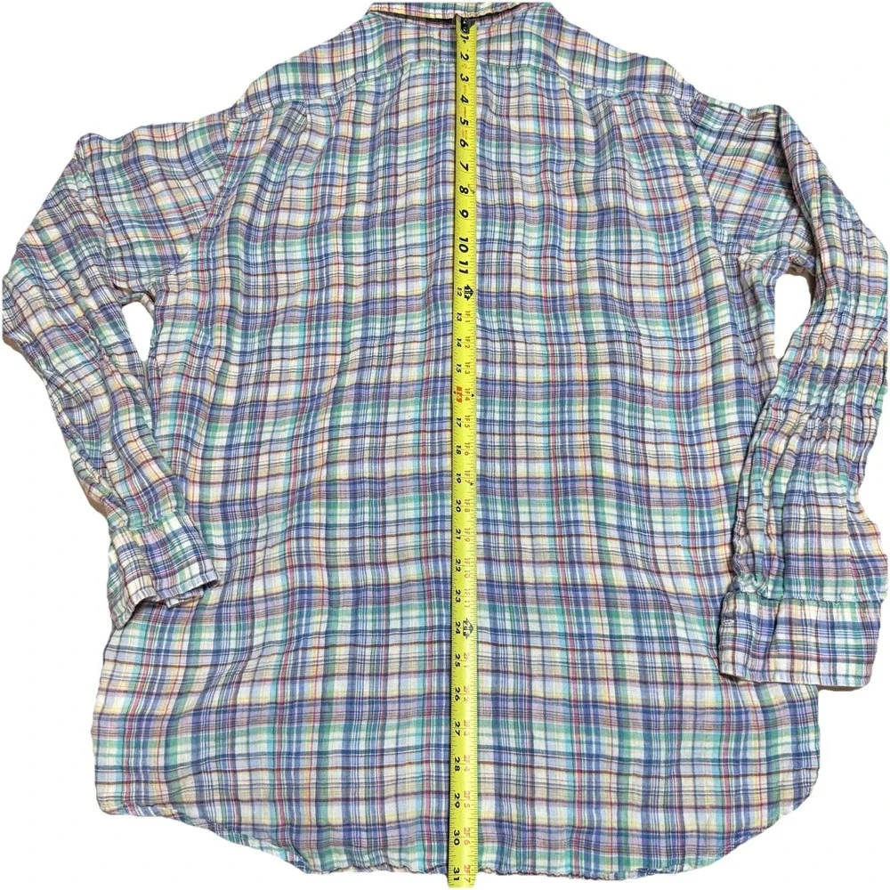 Polo Ralph Lauren Classic Fit 100% Linen Plaid Shirt Mens Xl